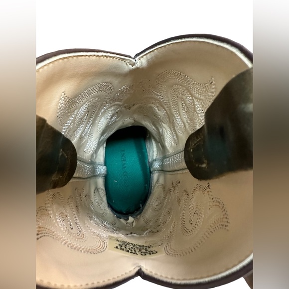 Old West Boys Brown Cowboy Boots 13.5 - Picture 9 of 12